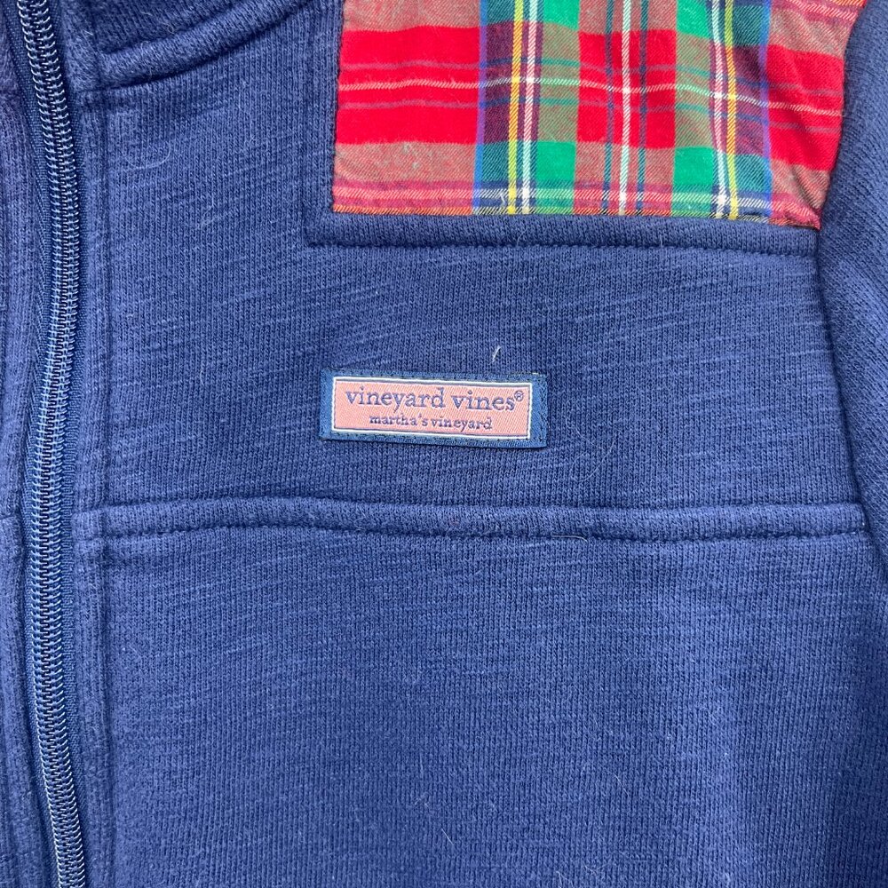 Vineyard Vines Shep Tartan Half Zip Navy Pullover Sweater Women's Small - Picture 2 of 5